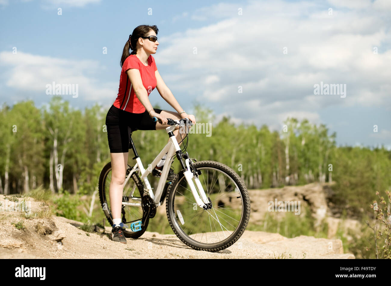 woman bicyclist Stock Photo