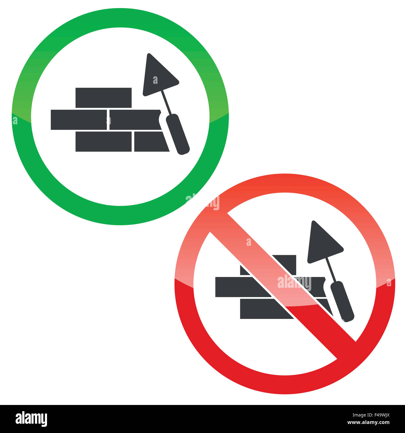 Build wall permission signs set Stock Photo Alamy