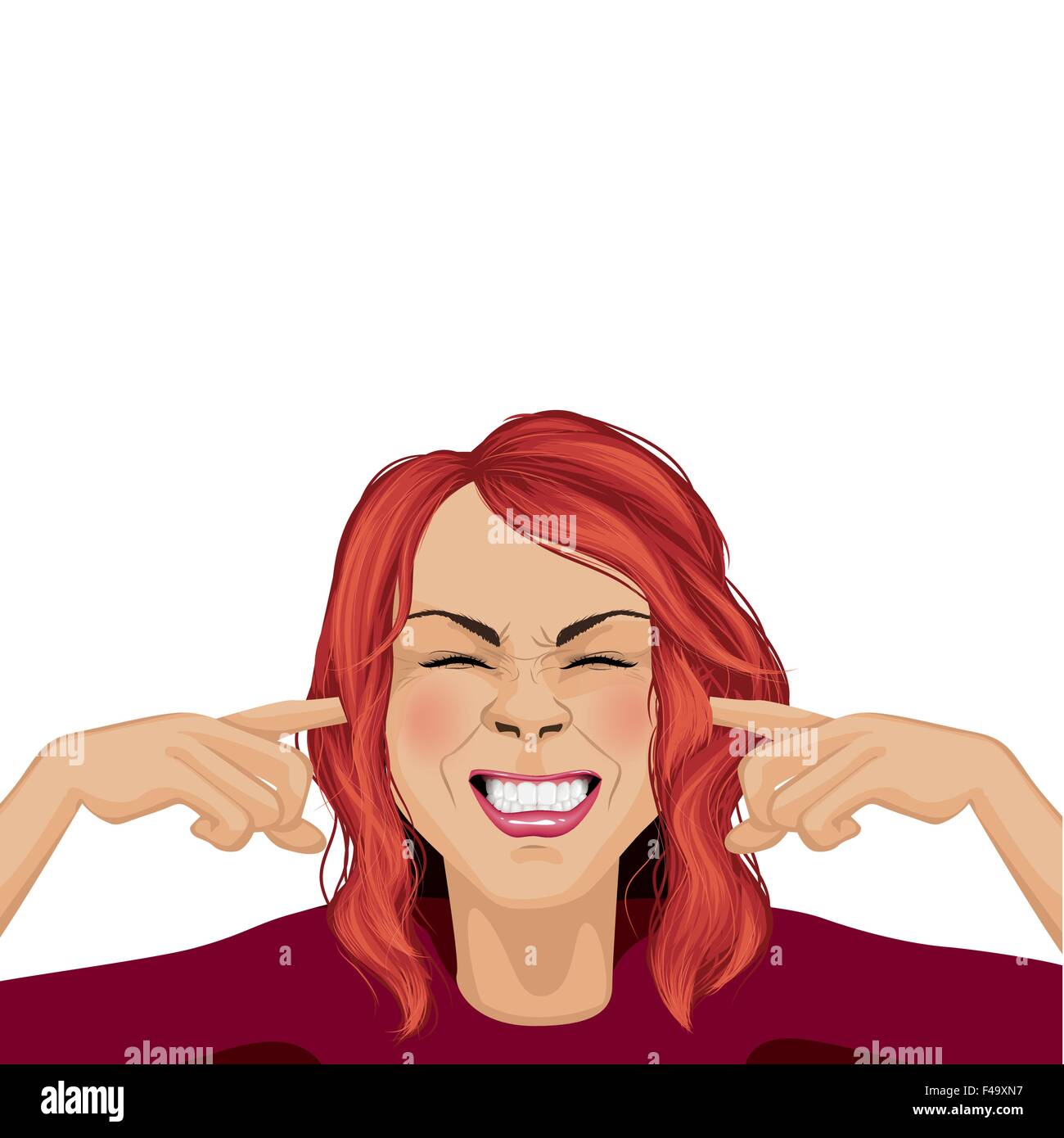 Woman plugging her ears Stock Vector
