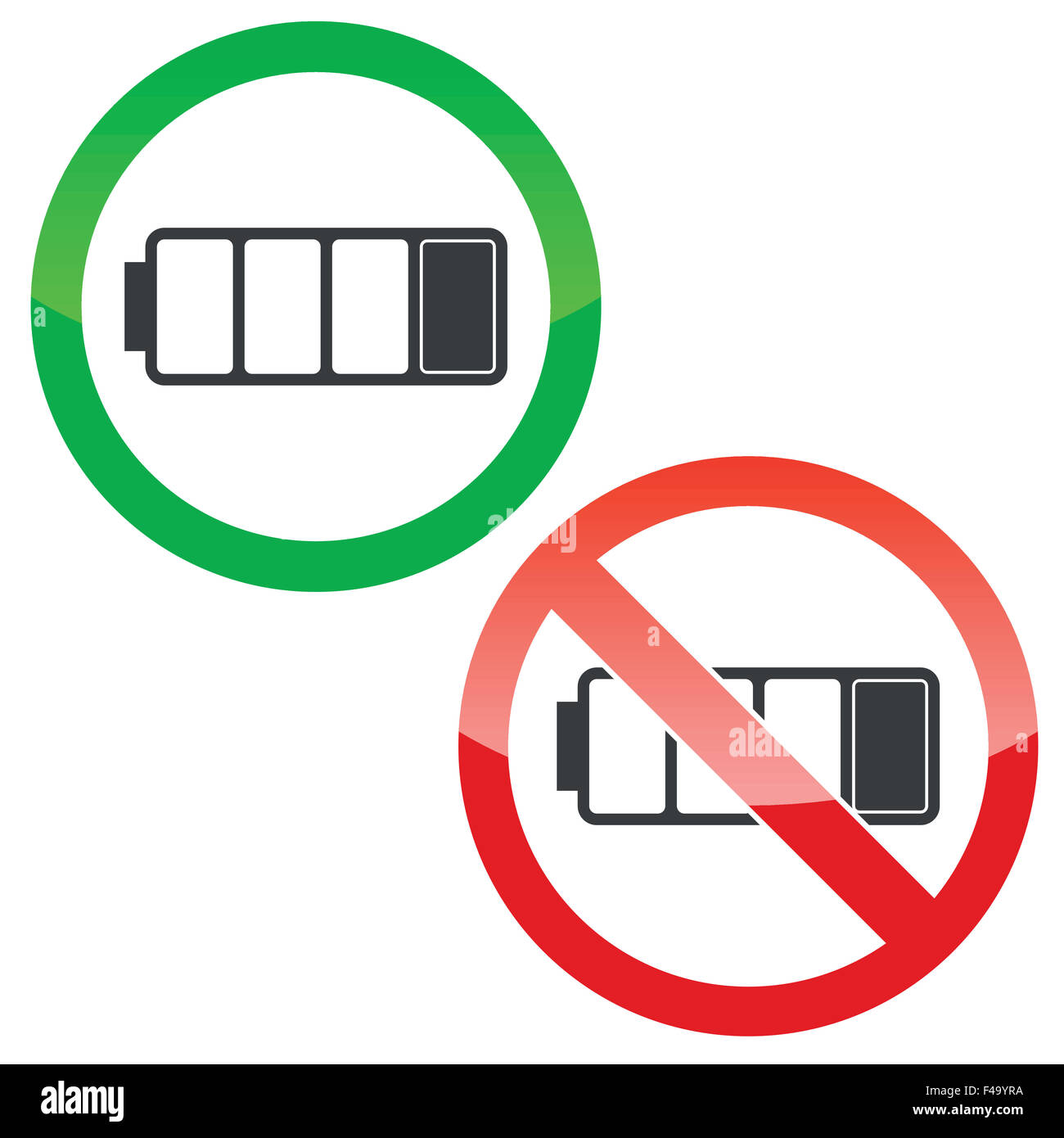 Low battery permission signs set Stock Photo Alamy