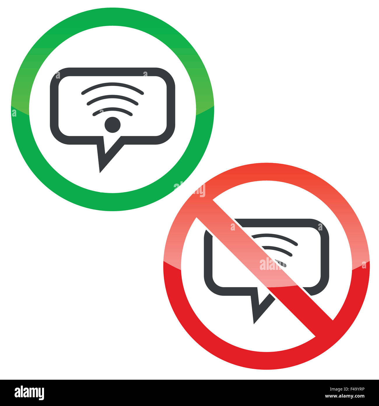 Wi-Fi message permission signs Stock Photo