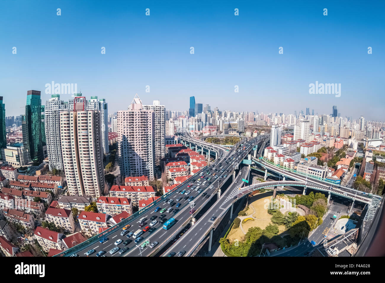 city highway interchange in daytime Stock Photo