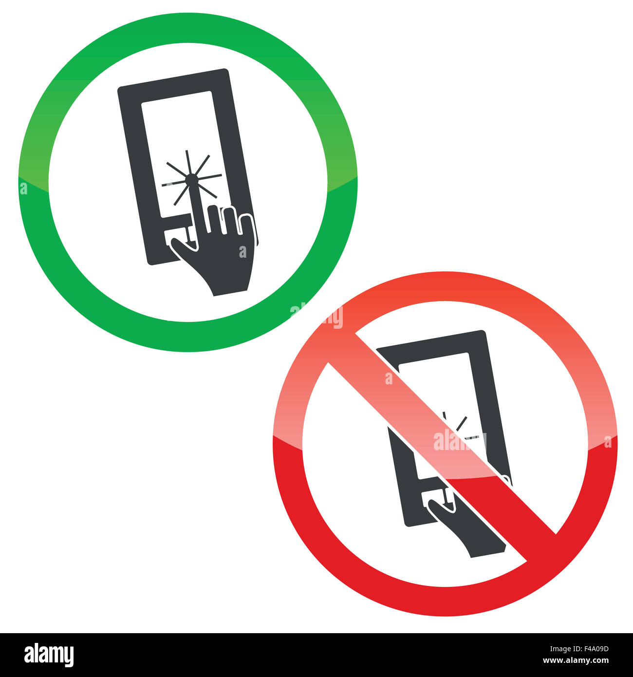 Touchscreen permission signs set Stock Photo Alamy