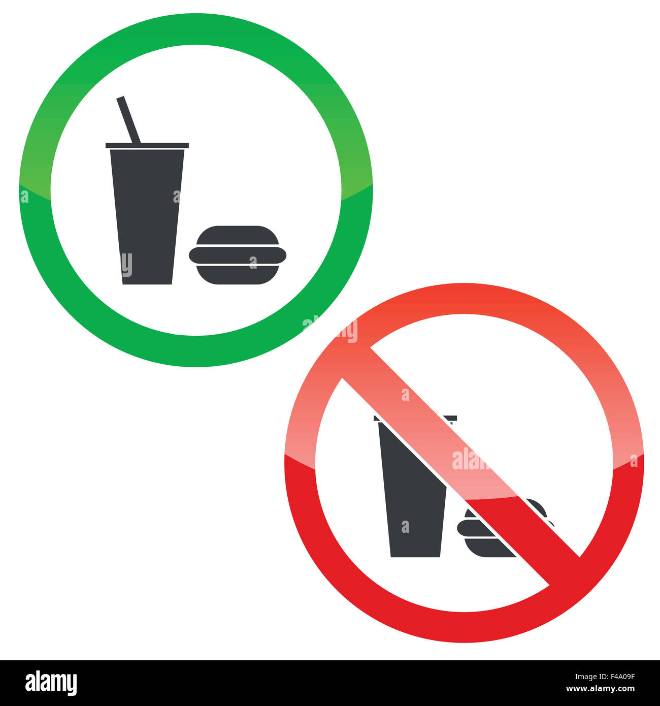 Fast food permission signs set Stock Photo - Alamy