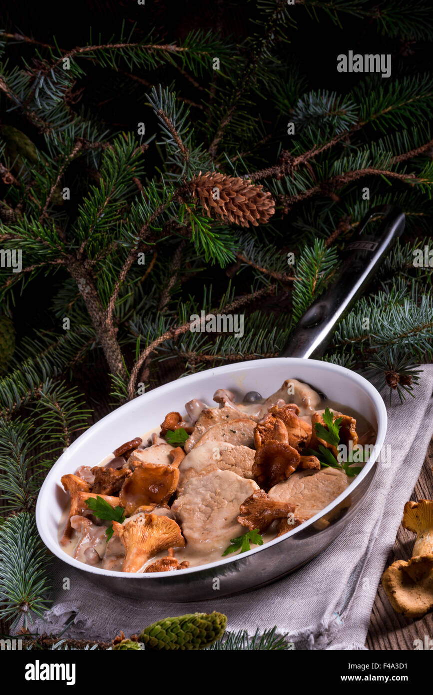 Pork tenderloin with Chanterelle sauce Stock Photo Alamy