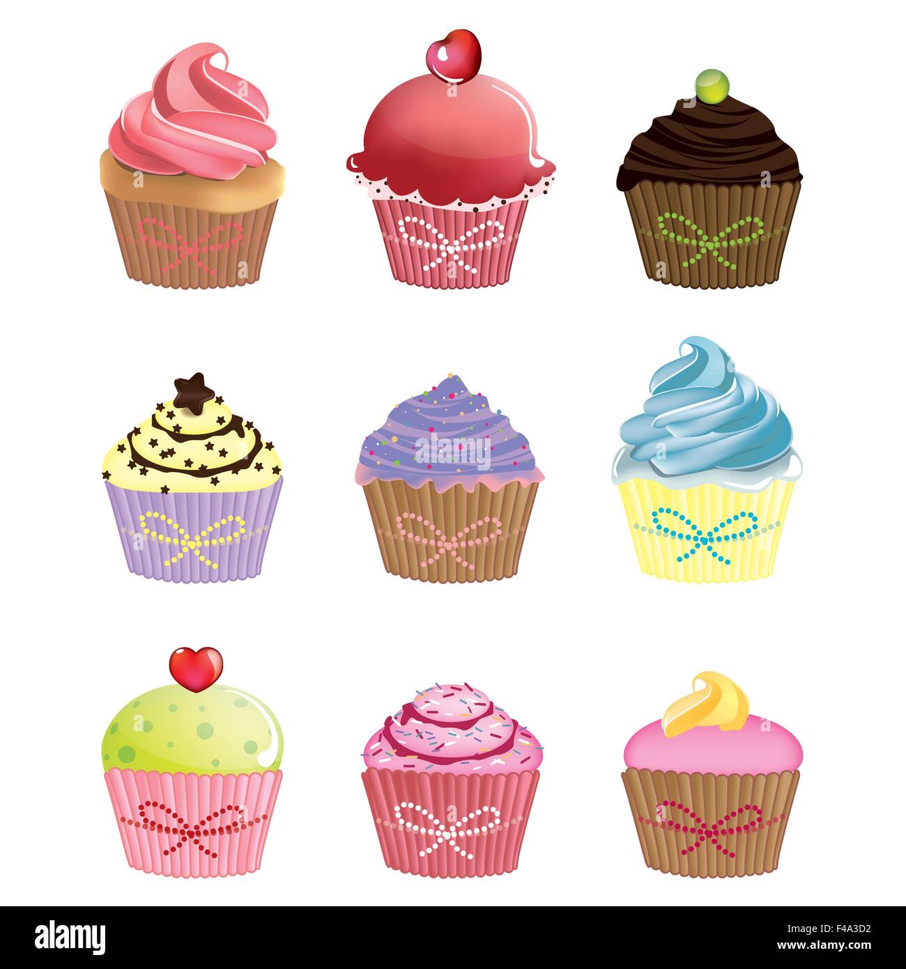 Cute cupcakes vector set Stock Vector
