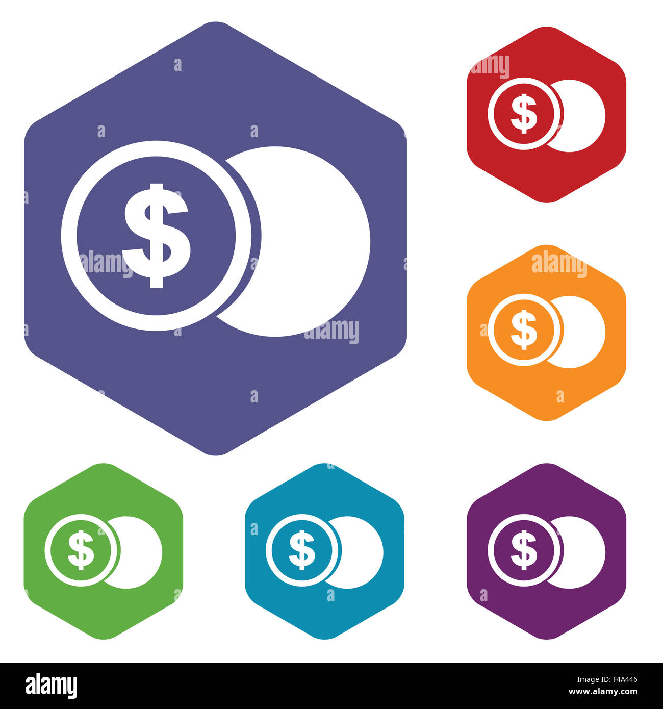 Dollar coin rhombus icons Stock Photo - Alamy