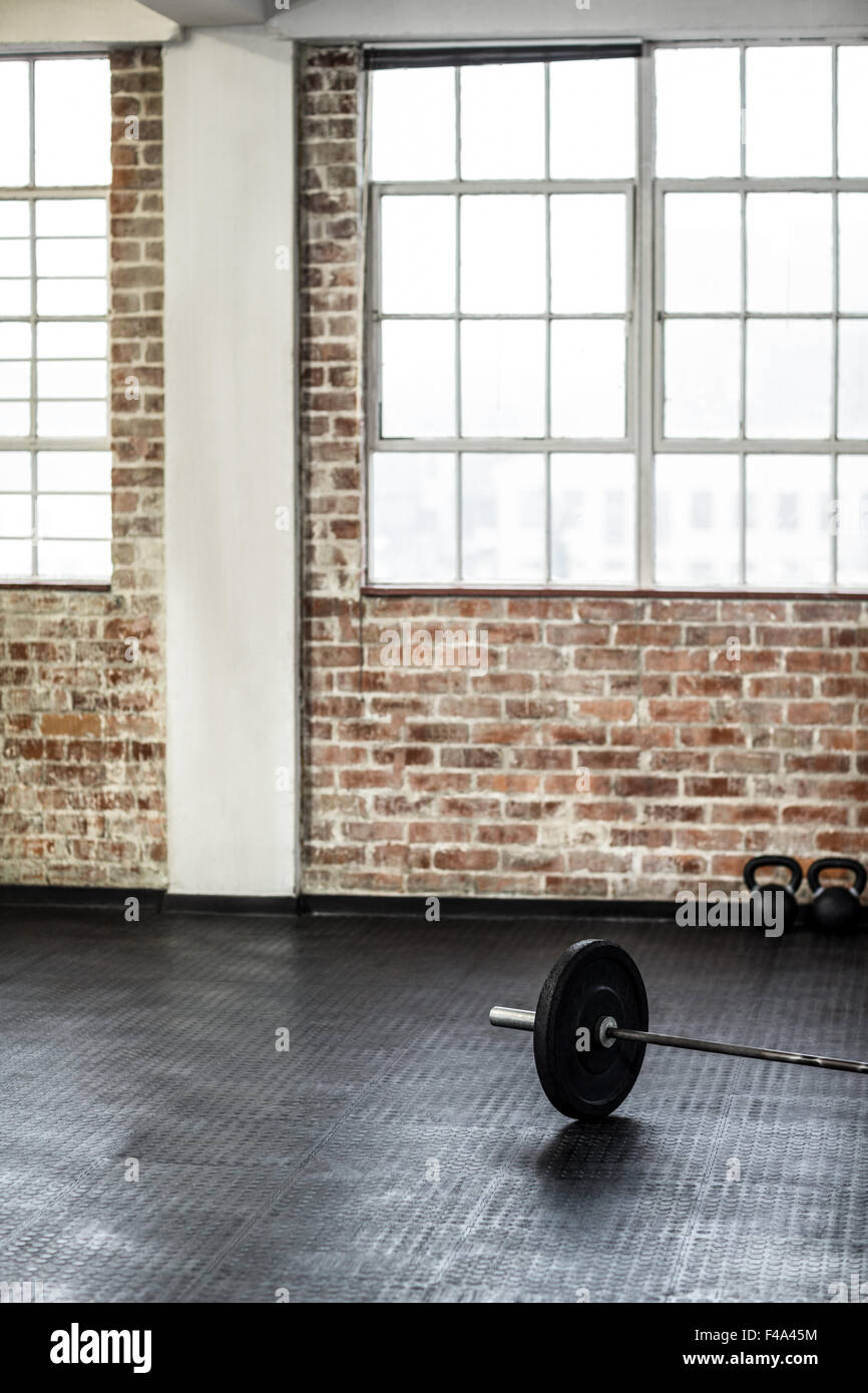Focus on heavy isolated barbell Stock Photo