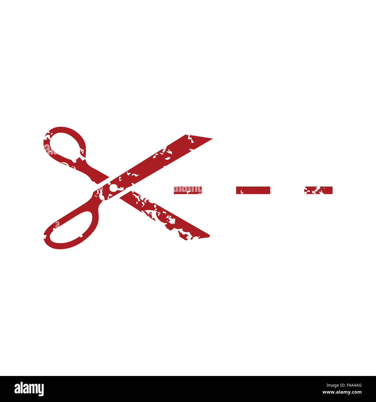 Red grunge cut logo Stock Photo