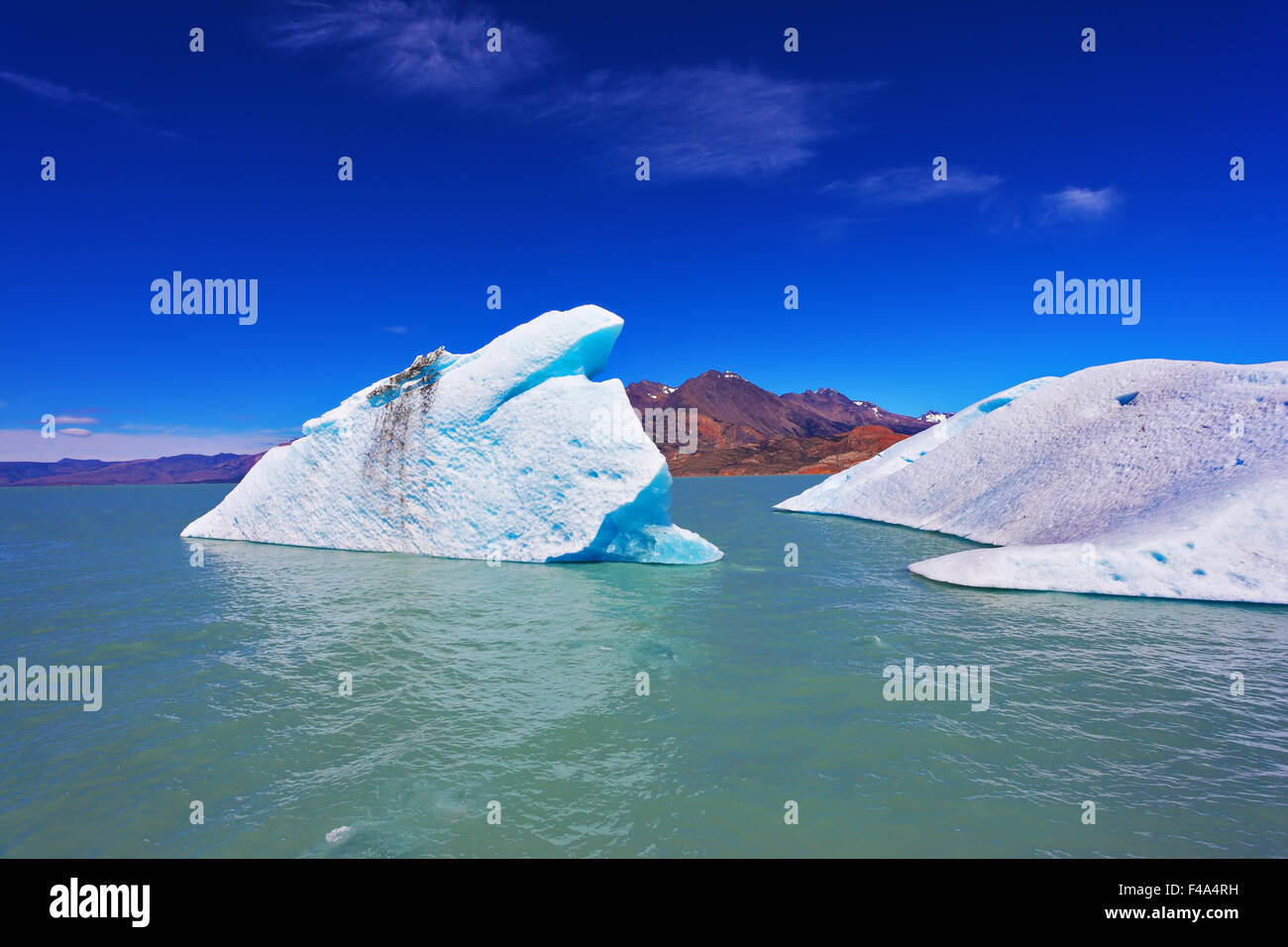 Huge icebergs floating in the icy water Stock Photo
