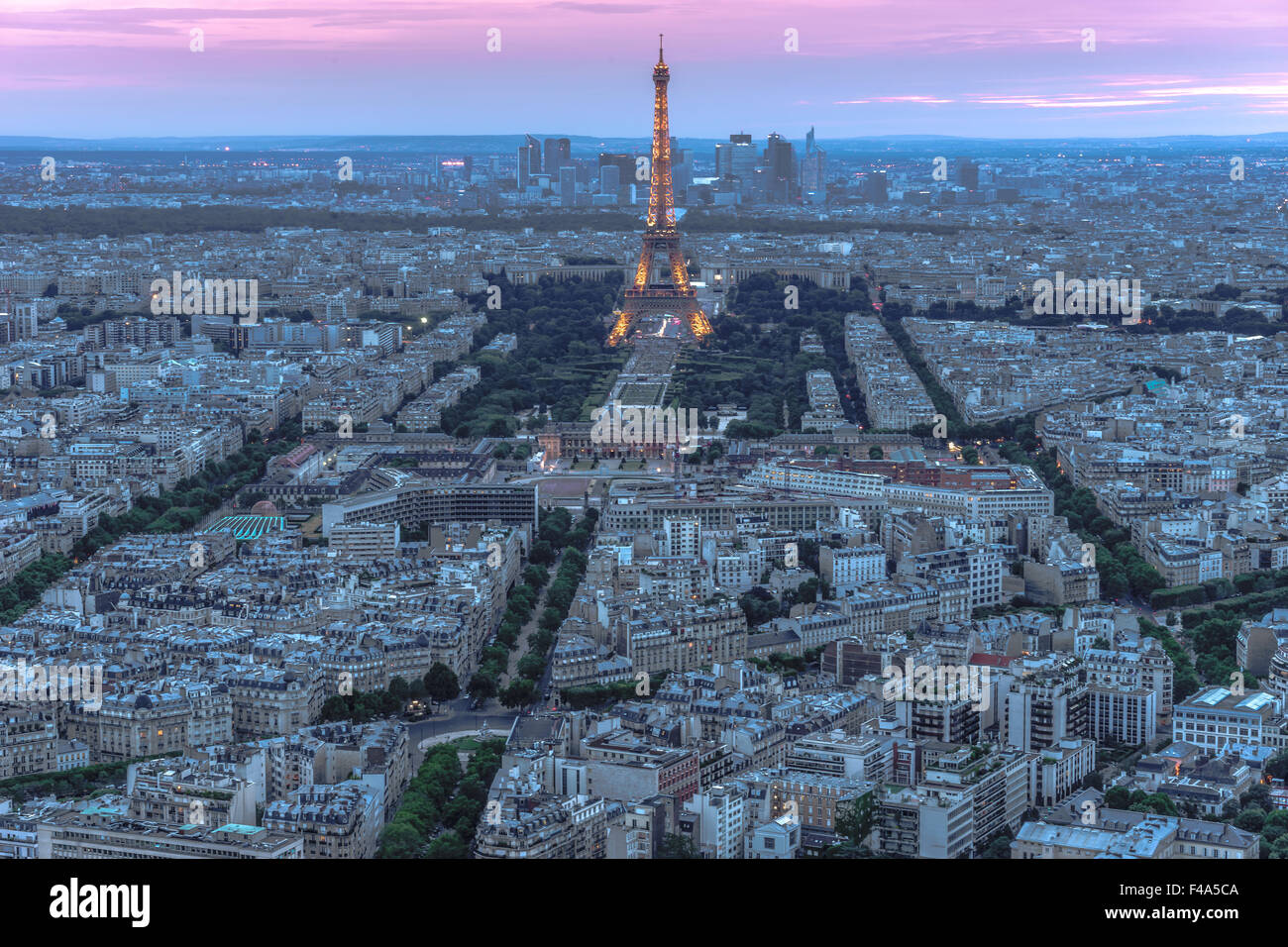 Aerial View Of Paris By Night July 2015 Paris France Stock