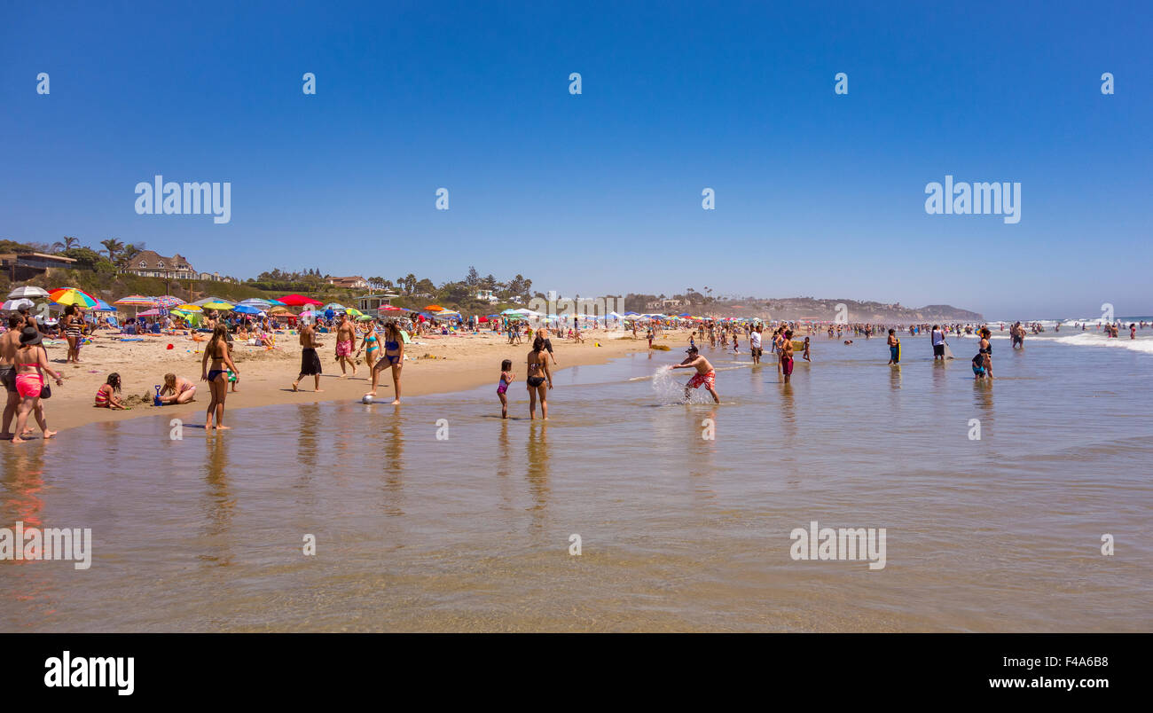 ZUMA BEACH, CALIFORNIA, USA - People on Zuma beach, public beach north of Malibu. Stock Photo