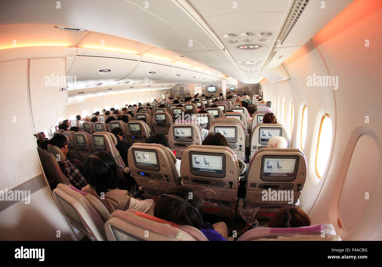 Emirates Airline Jet airplanes interior view Stock Photo