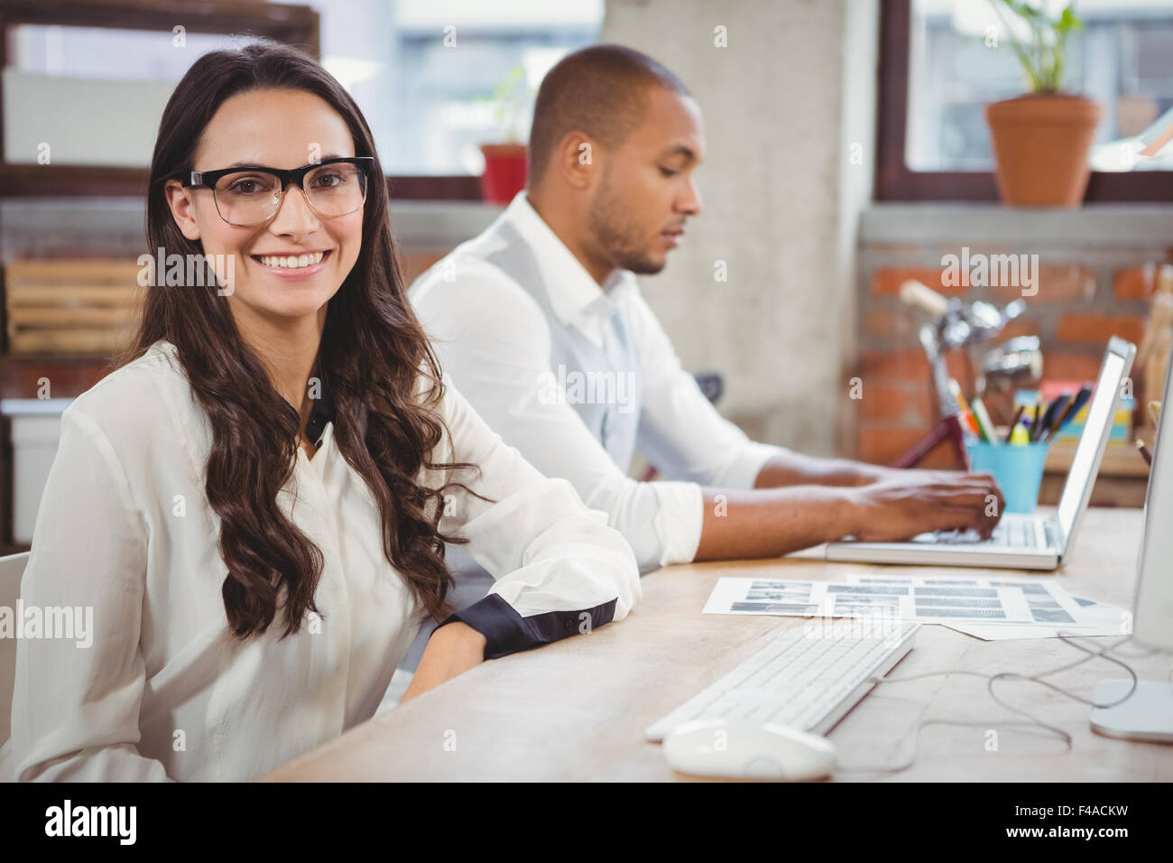 Portrait of woman smiling Stock Photo