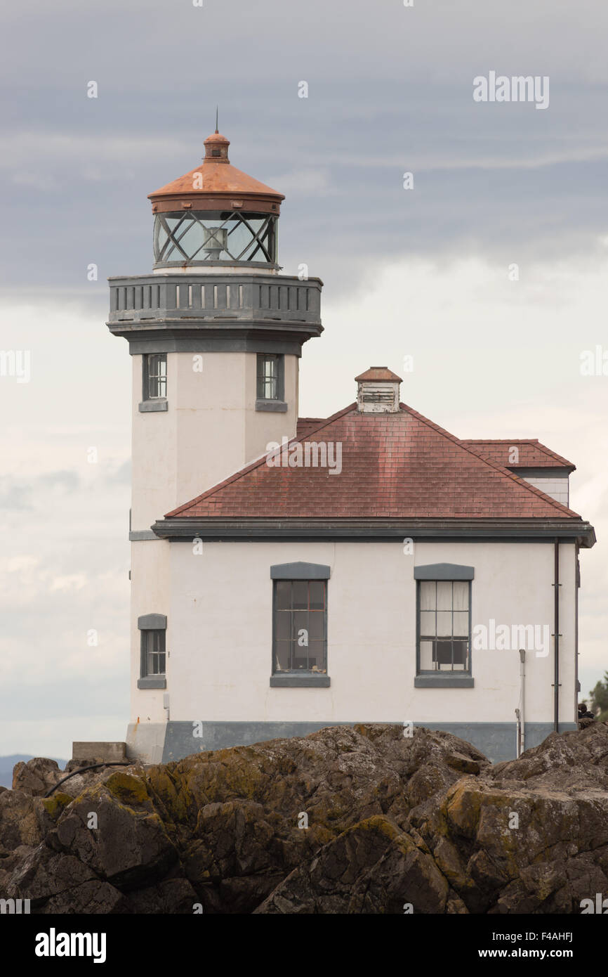 The timeless design of a historic nautical lighthouse beacon Stock Photo