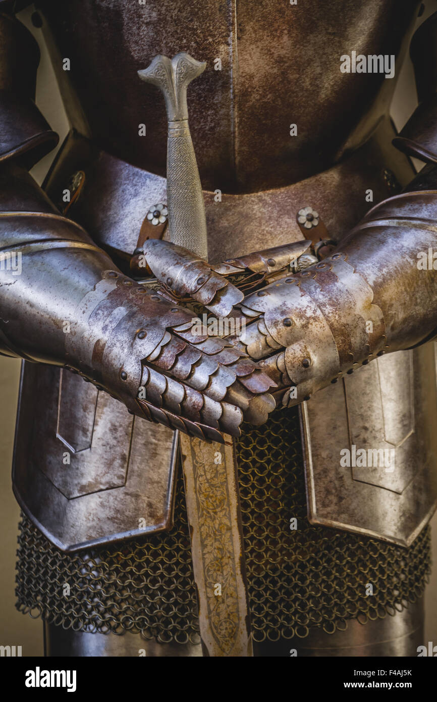 medieval armor made of wrought iron Stock Photo Alamy