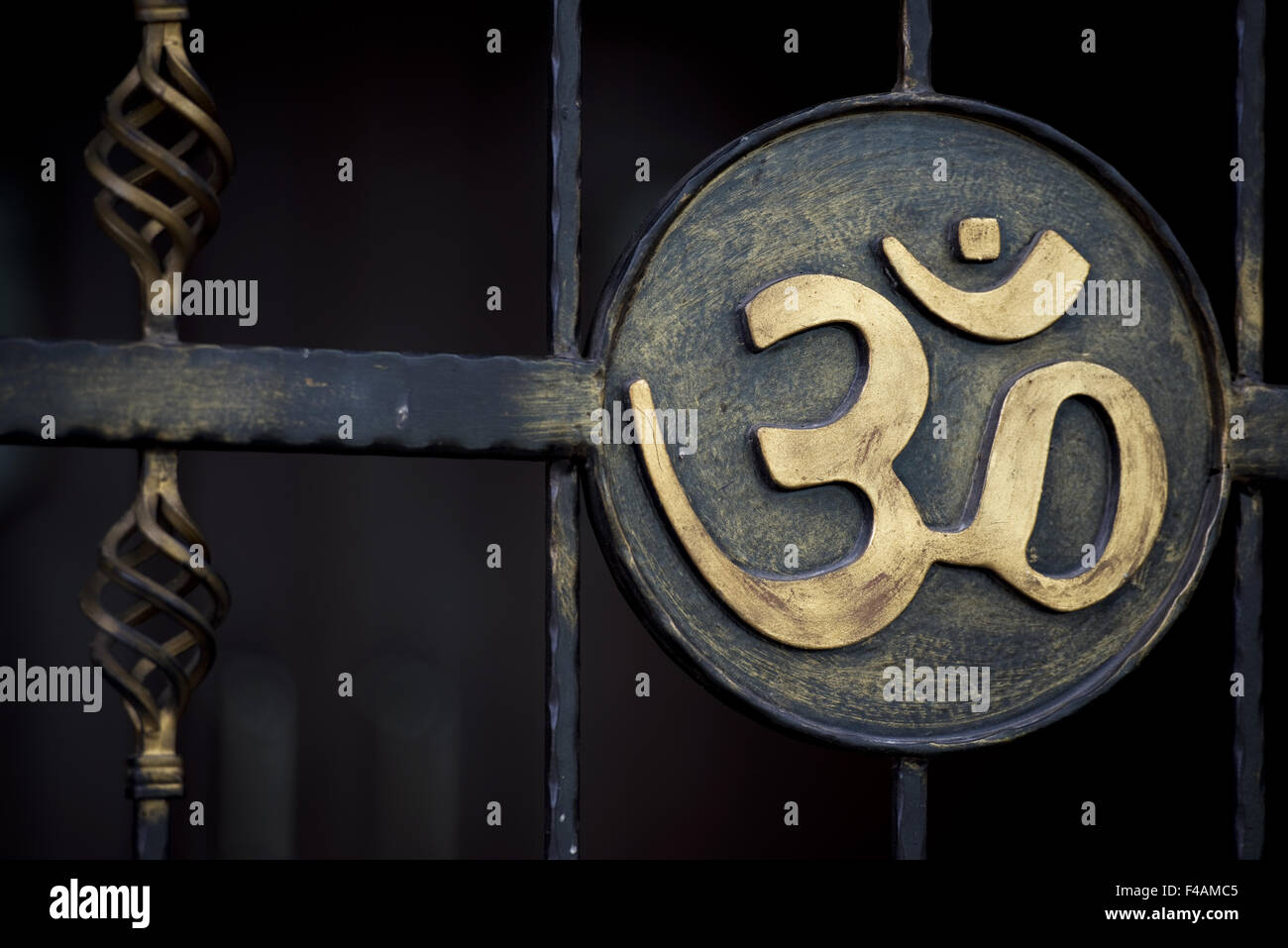 Om, is a mantra and mystical Sanskrit Stock Photo
