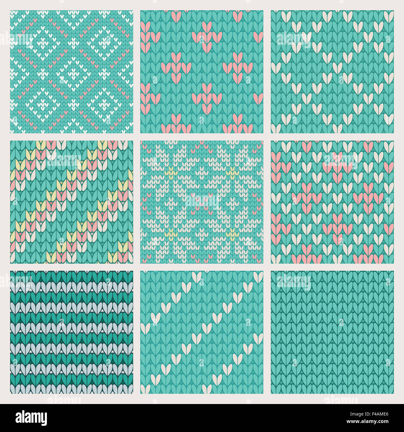 Set of seamless knitting patterns Stock Photo Alamy