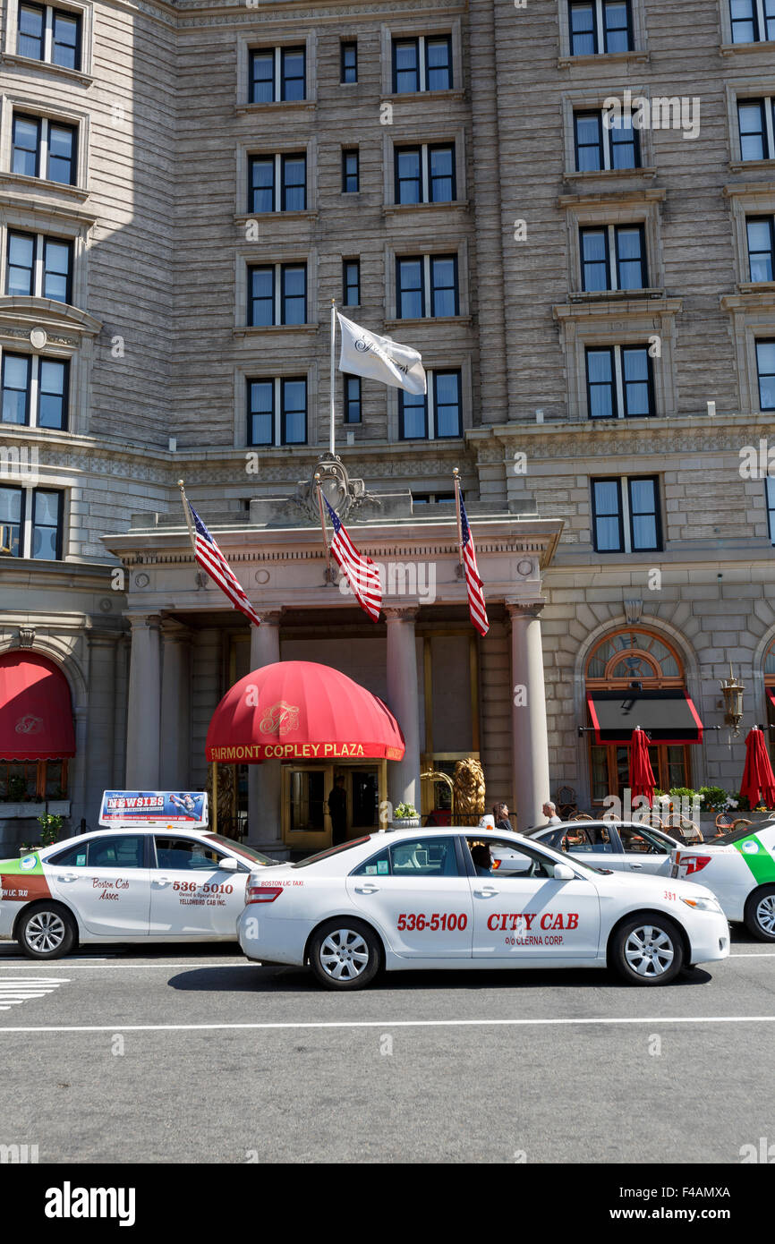 Taxi in front of Fairmont Copley Plaza in historic Back Bay Boston Massachusetts Stock Photo