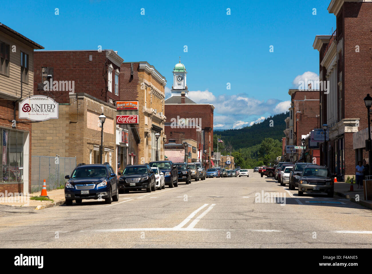 Looking north along Congress St Rumford, ME 04276, USA June 2015 Stock