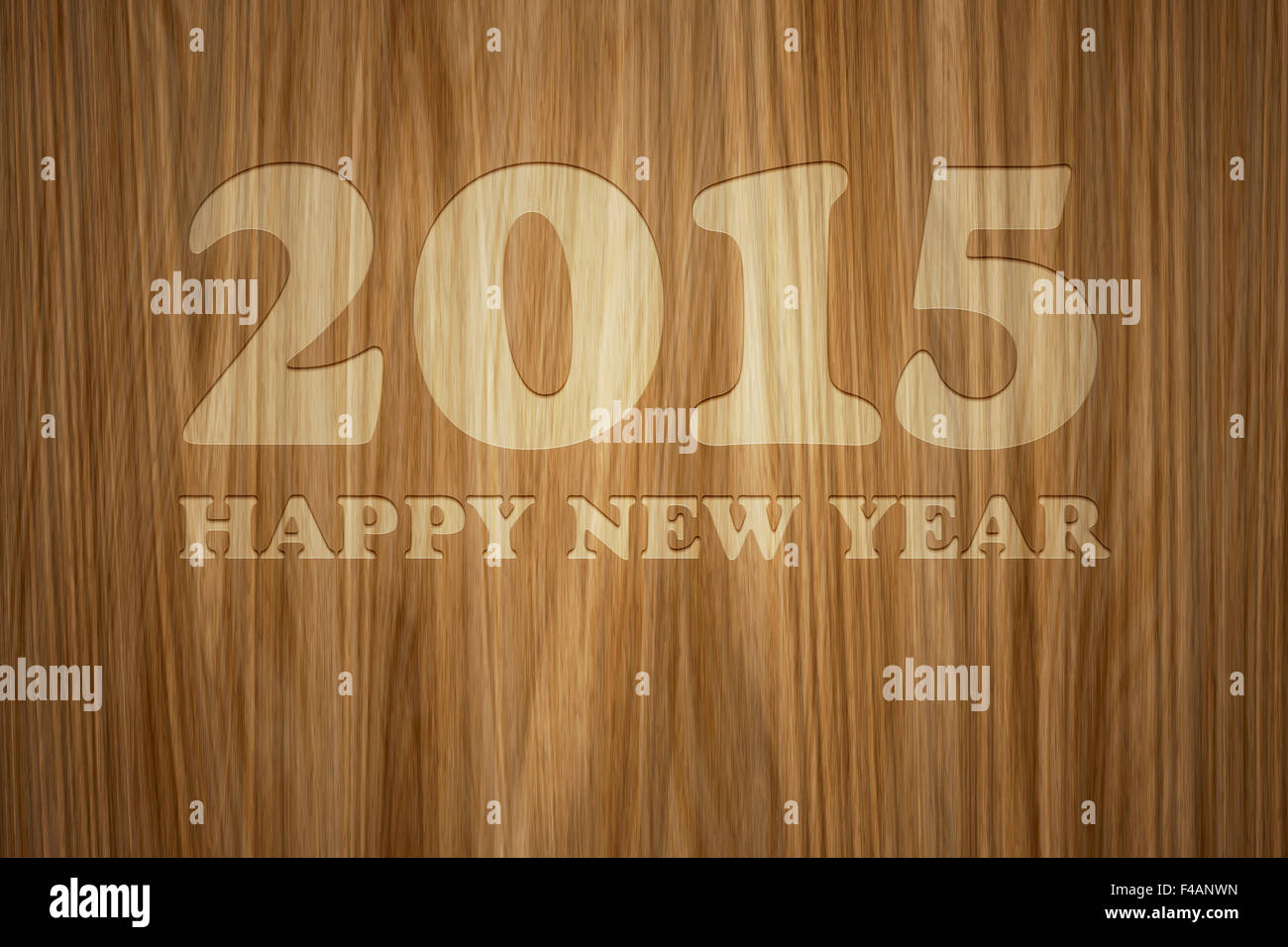 wood engraved 2015 Happy New Year Stock Photo