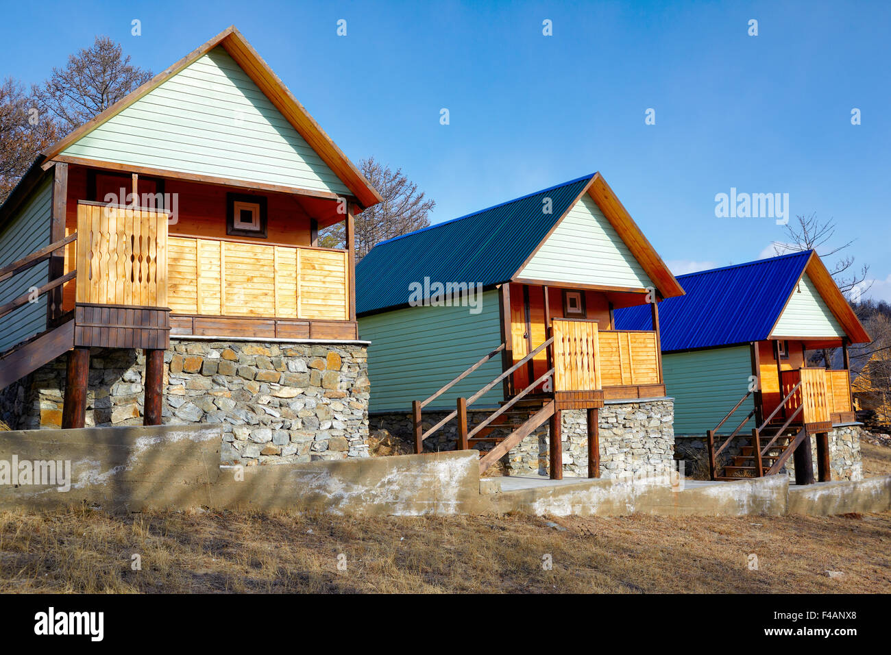 Wooden bungalows Stock Photo