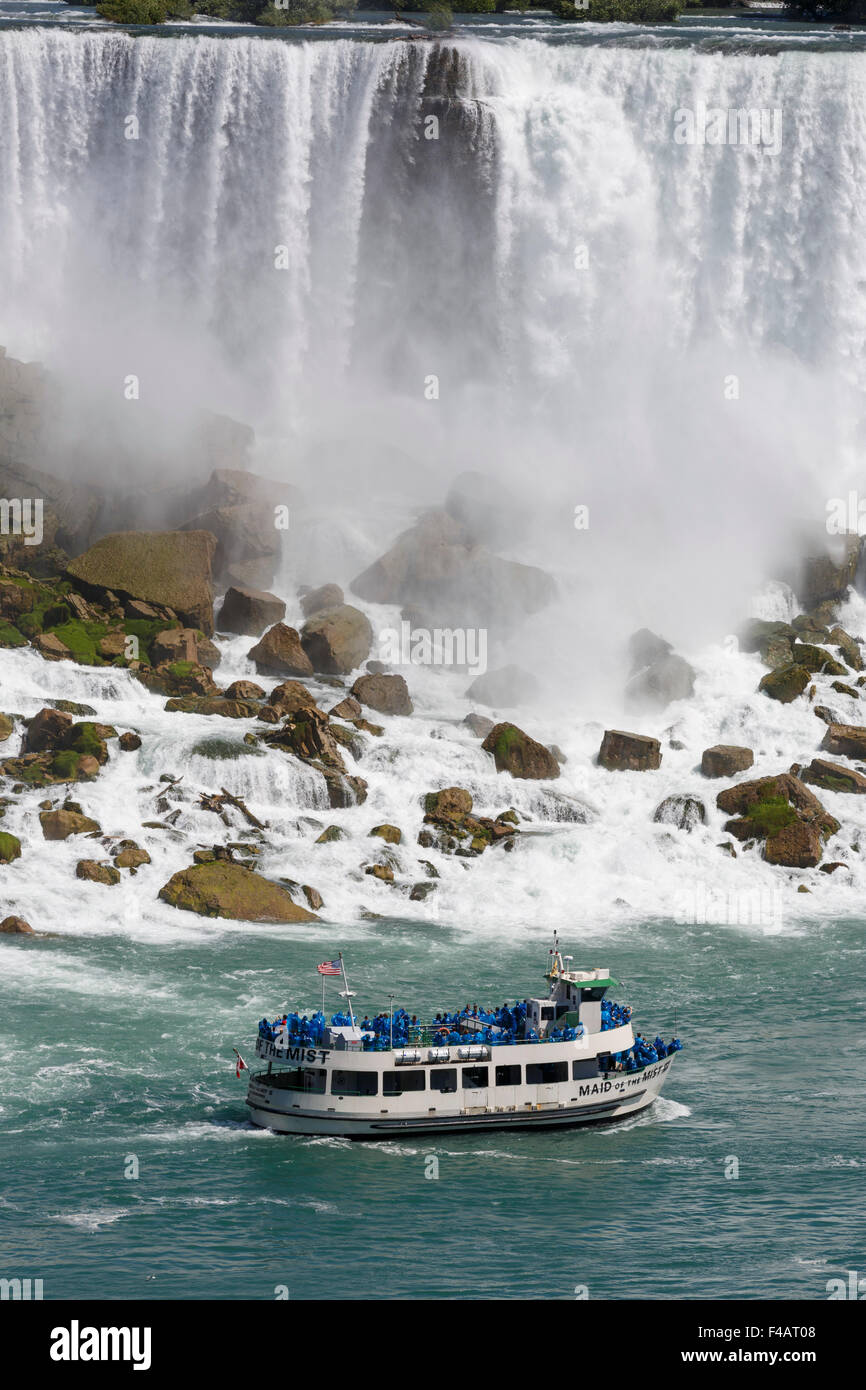 Maid of the Mist at the base of the American Falls Niagara Falls Stock Photo