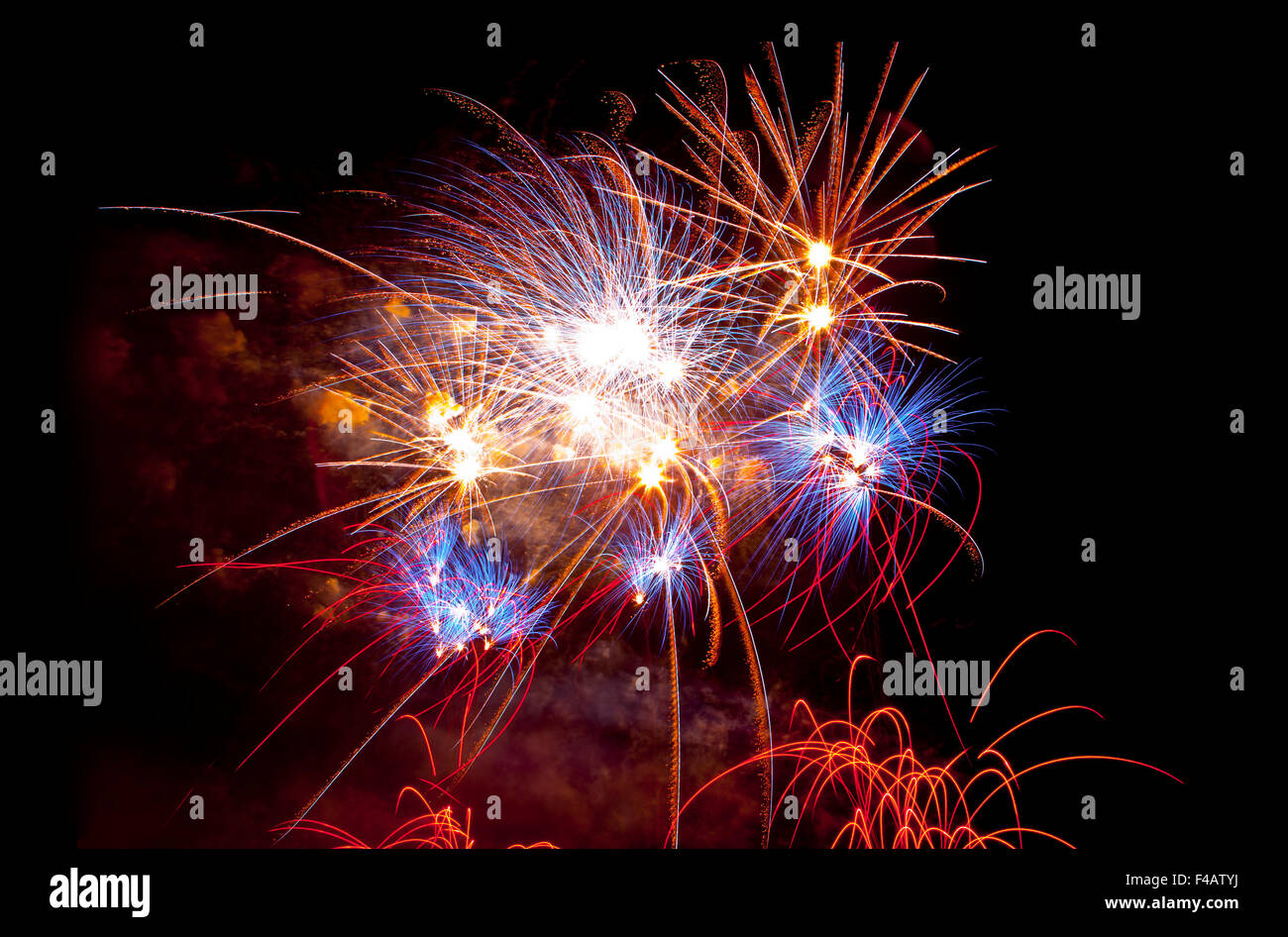Colorful fireworks at San Juan night festivity, Spain Stock Photo