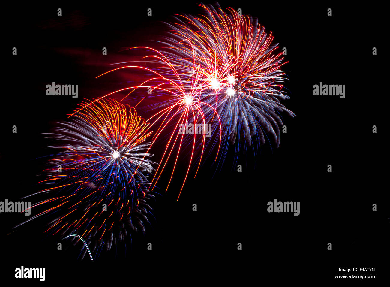 Colorful fireworks at San Juan night festivity, Spain Stock Photo