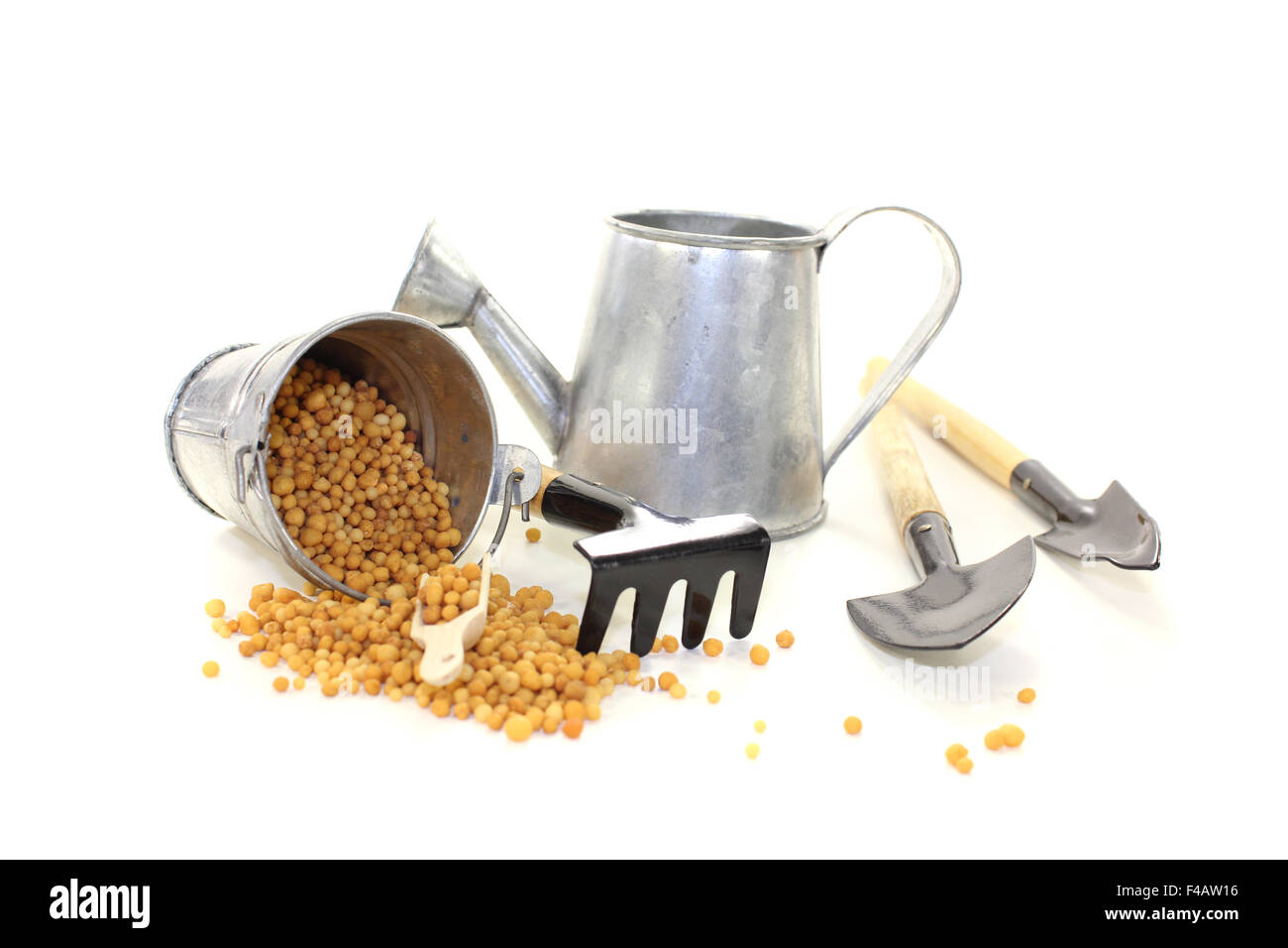 Fertilizer with garden tools Stock Photo Alamy