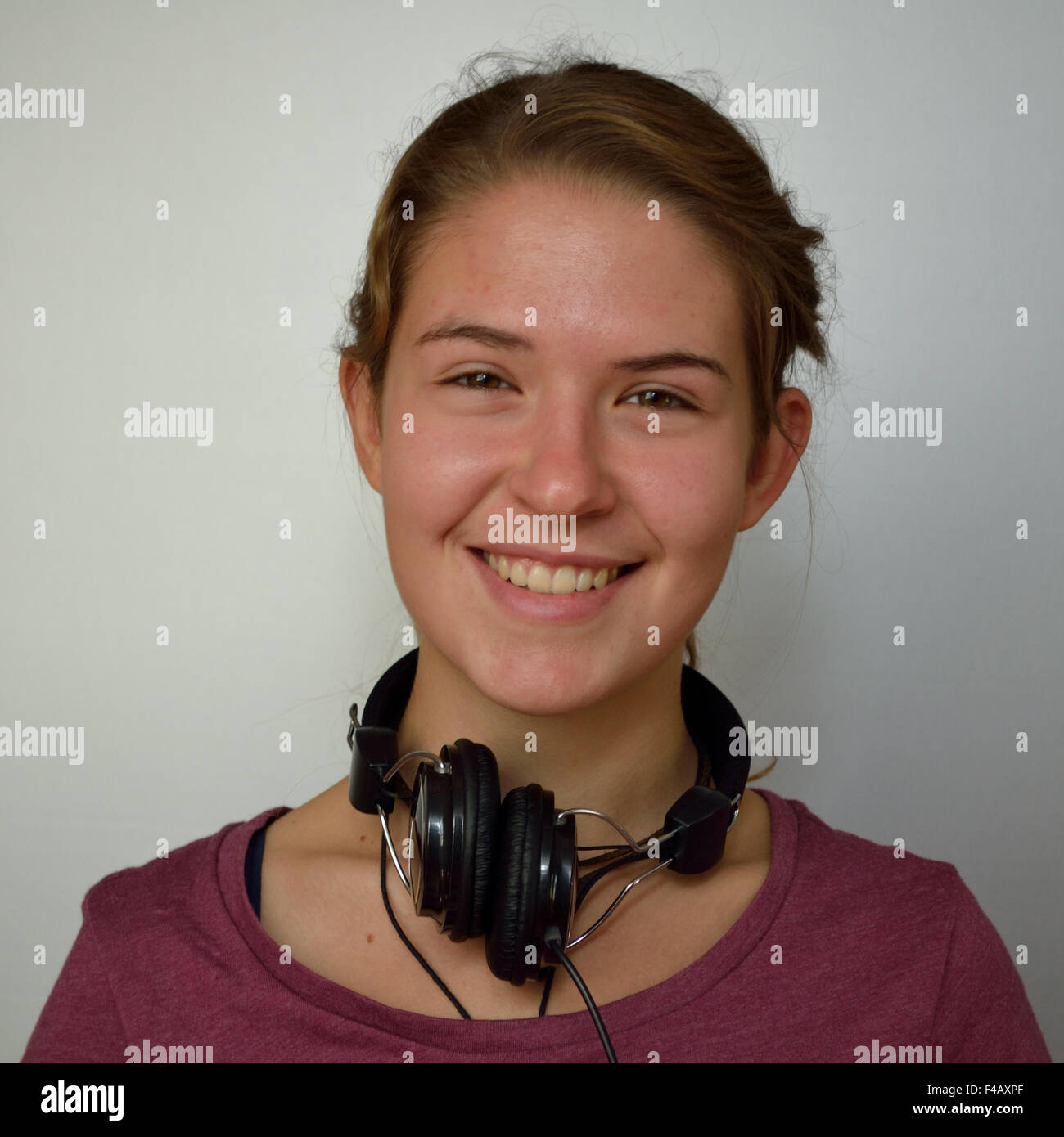 happy teenager with headphones Stock Photo