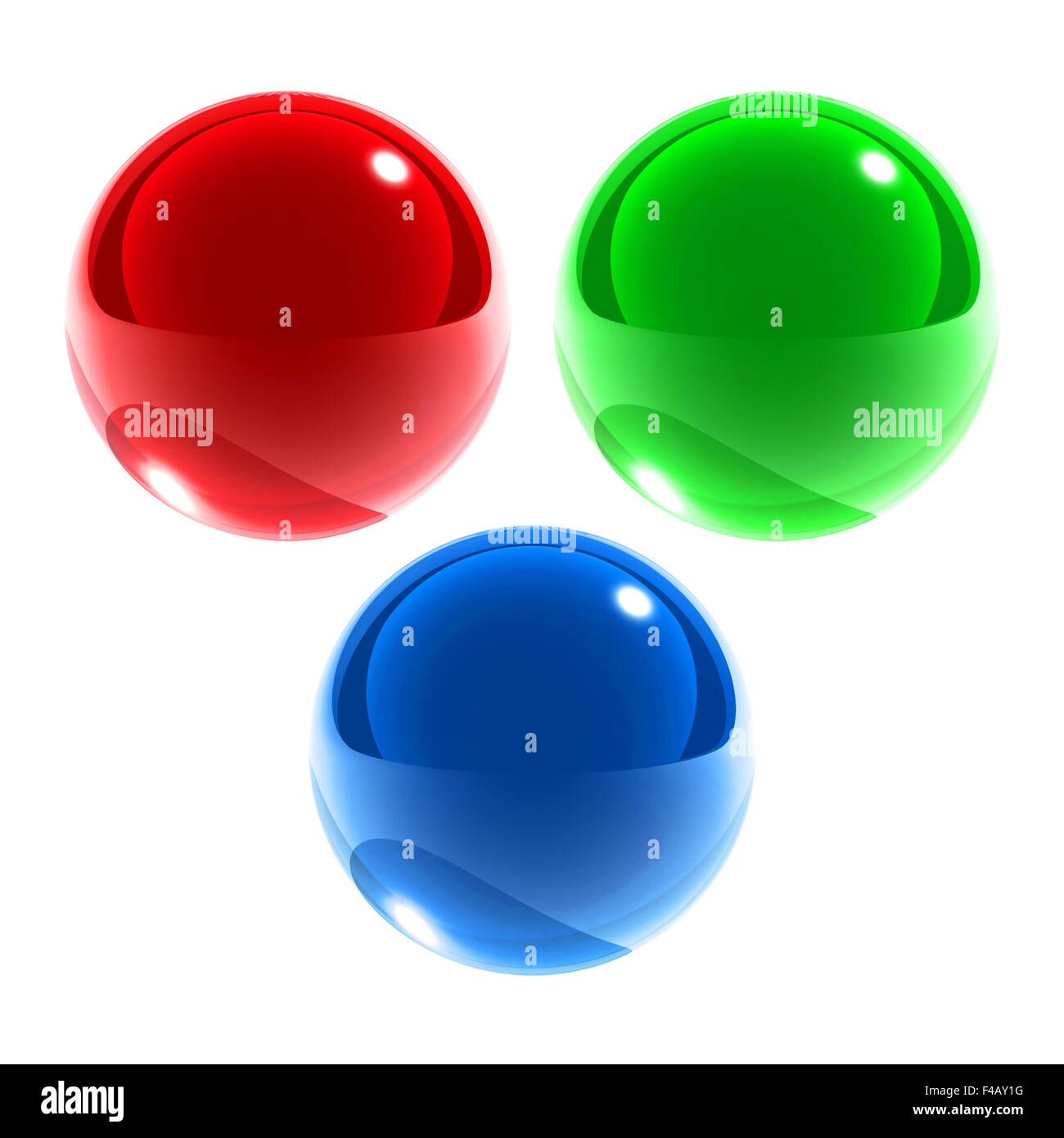 red green blue glass spheres isolated Stock Photo - Alamy