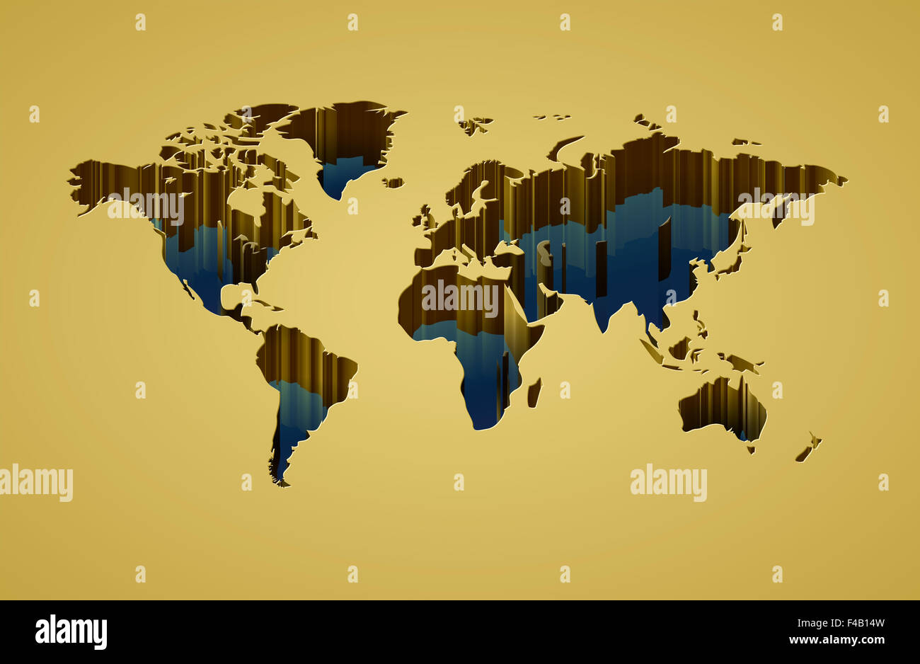 World map with 3d-effect Stock Photo