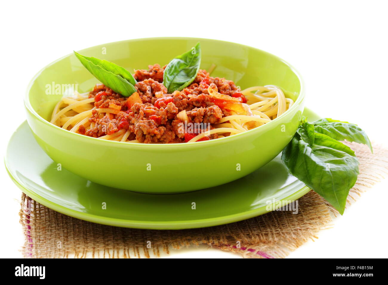 Spaghetti with Bolognese sauce. Stock Photo