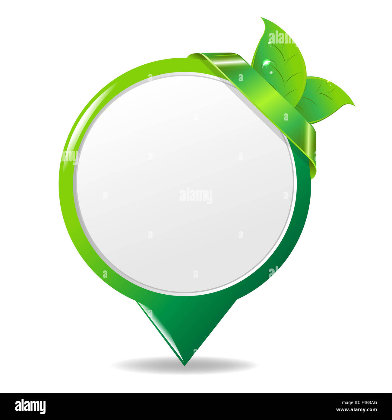 Green Eco Label With Leaf Stock Photo