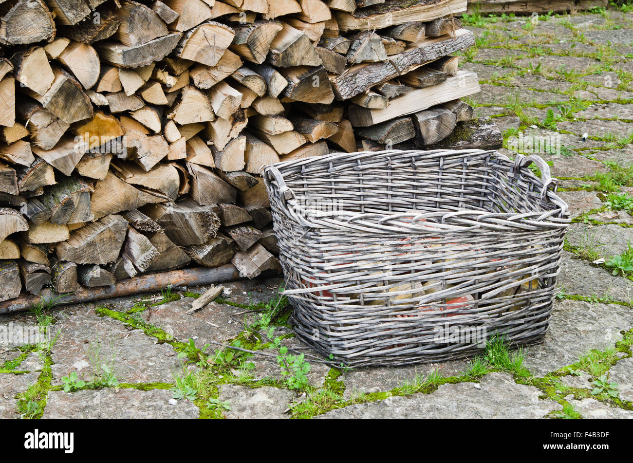 basket of firewood, closeup Stock Photo Alamy