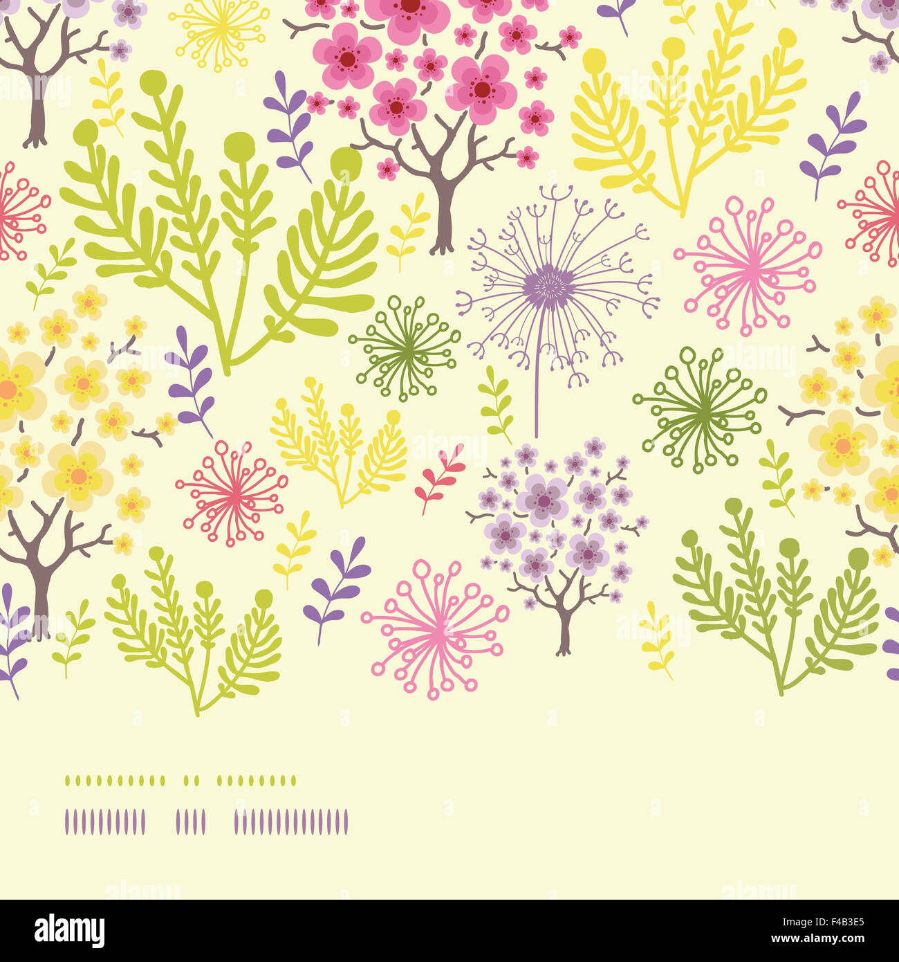 Blossoming trees horizontal border seamless pattern background Stock ...