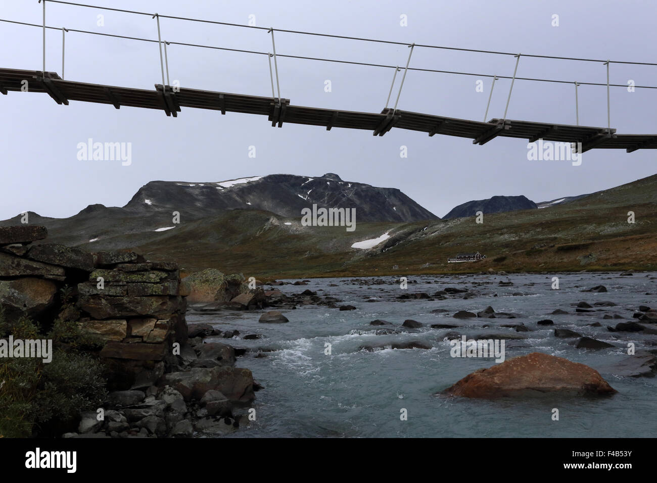 Pendant bridge, Jotunheimen, Norway Stock Photo