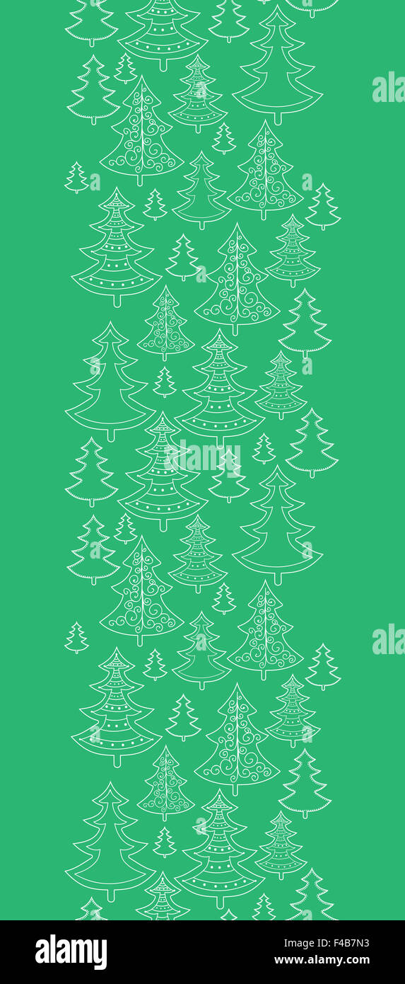 Doodle Christmas trees vertical seamless pattern background Stock Photo ...