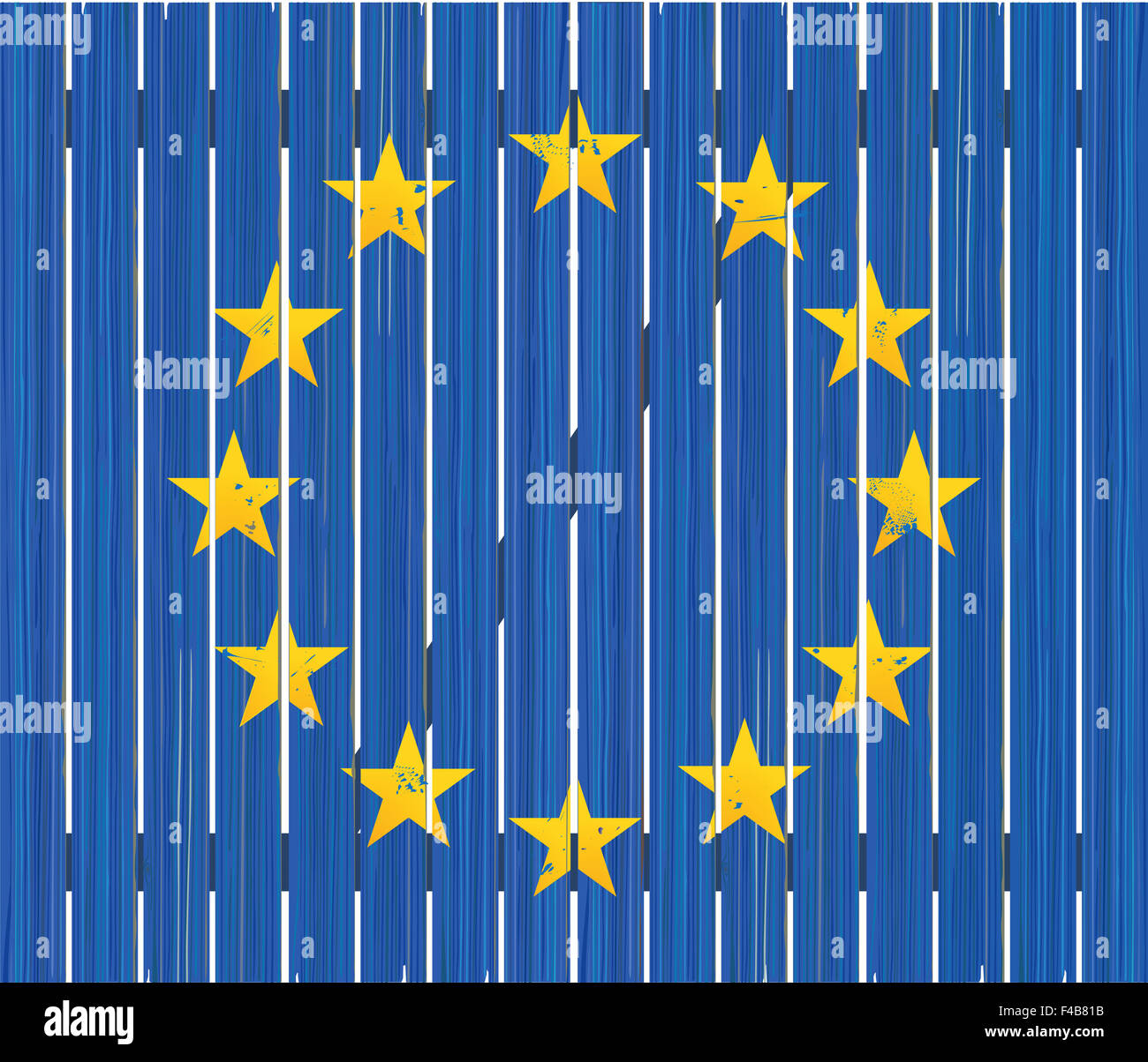 European flag on wooden fence Stock Photo