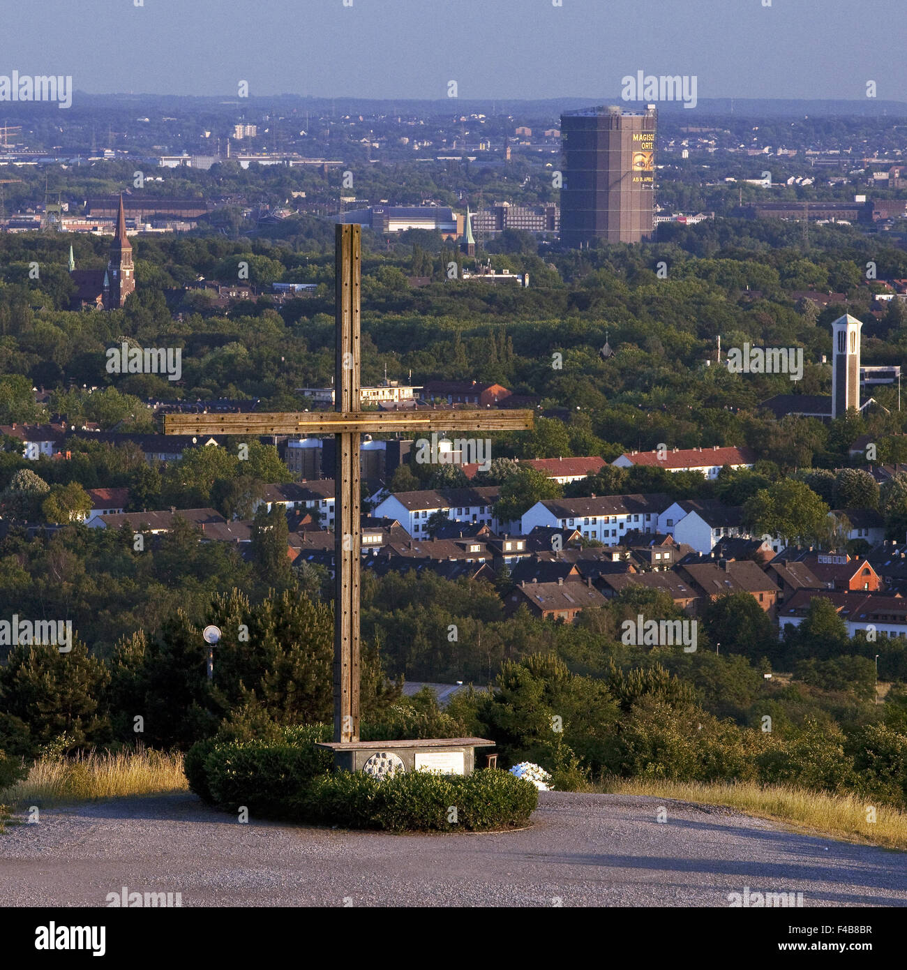 View from Halde Haniel to the Gasometer. Stock Photo