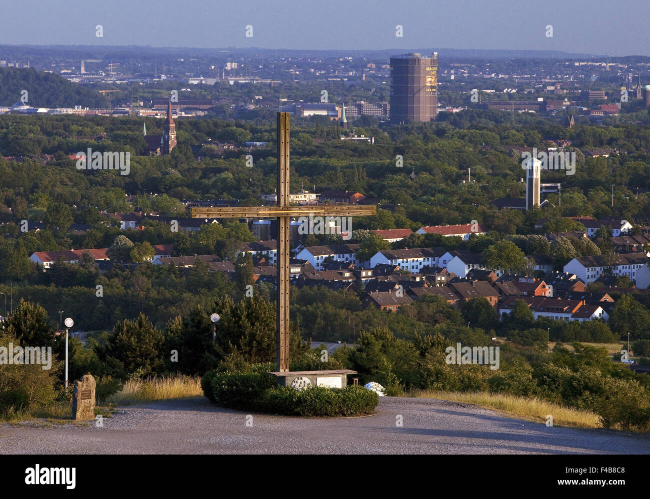 View from Halde Haniel to the Gasometer. Stock Photo