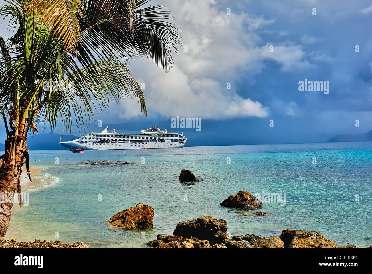 Doini Island PNG Papua New Guinea Bay Beach Sun Princess Cruise Liner Stock Photo