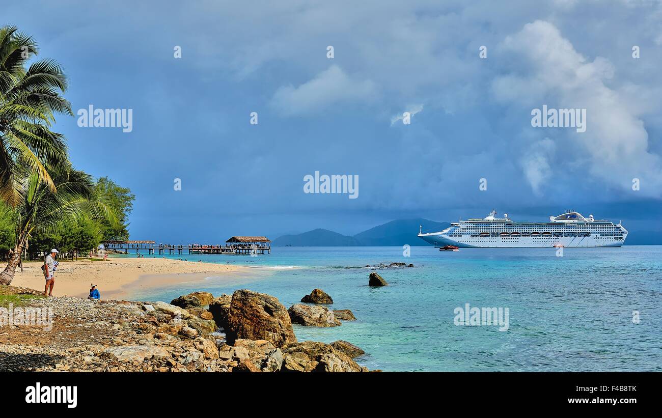 Doini Island PNG Papua New Guinea Bay Beach Sun Princess Cruise Liner Stock Photo