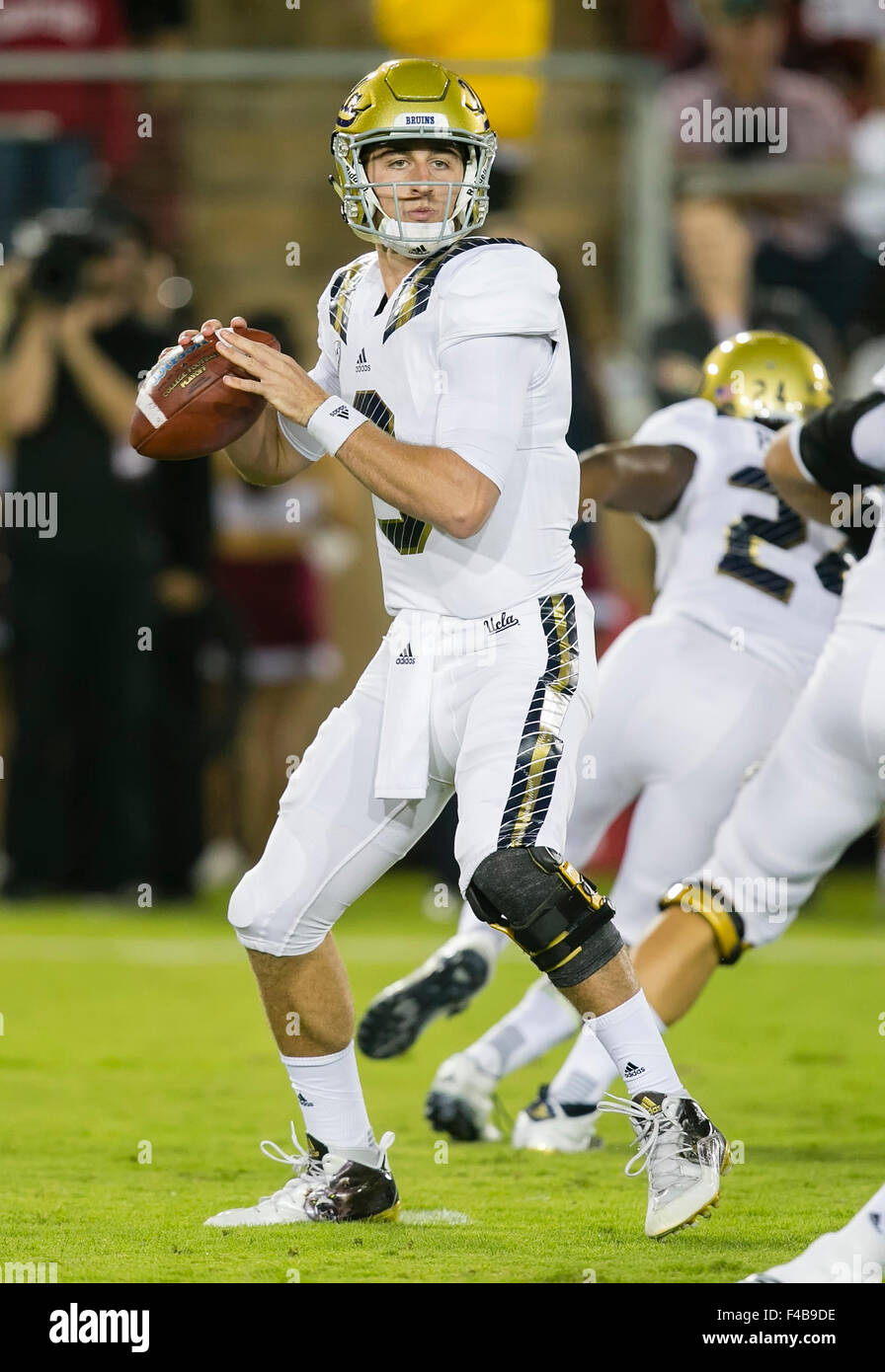 Palo Alto, CA. 15th Oct, 2015. UCLA Bruins quarterback Josh Rosen (3) in action during the NCAA Football game between the Stanford Cardinal and the UCLA Bruins at Stanford Stadium in Palo Alto, CA. Stanford defeated UCLA 56-35. Damon Tarver/Cal Sport Media/Alamy Live News Stock Photo