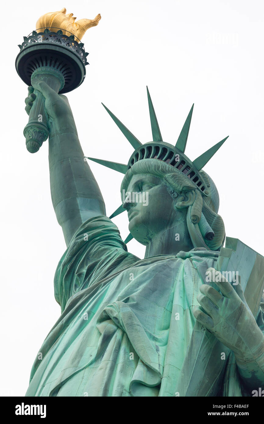 The Statue of Liberty  designed by  Auguste Bartholdi, a French sculptor, was built by Gustave Eiffel Stock Photo