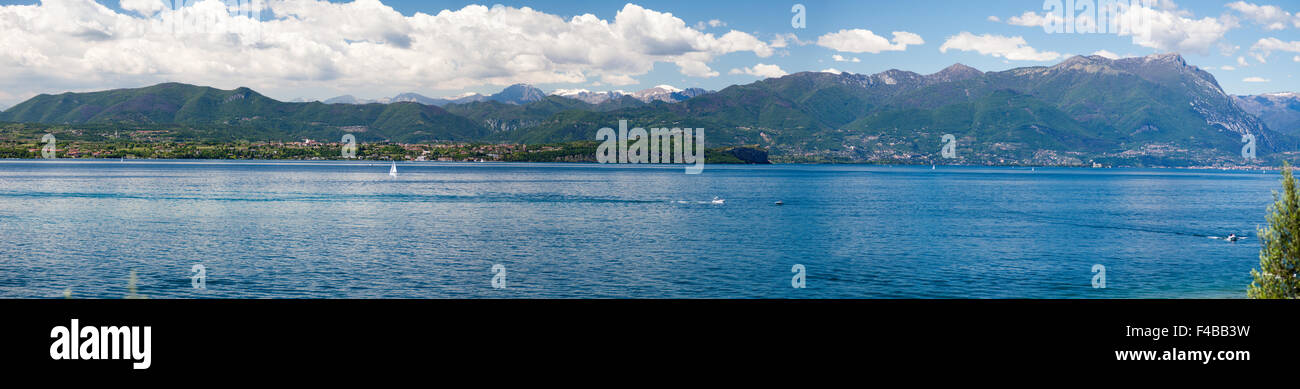Panoramic view of lake Garda in Italy Stock Photo