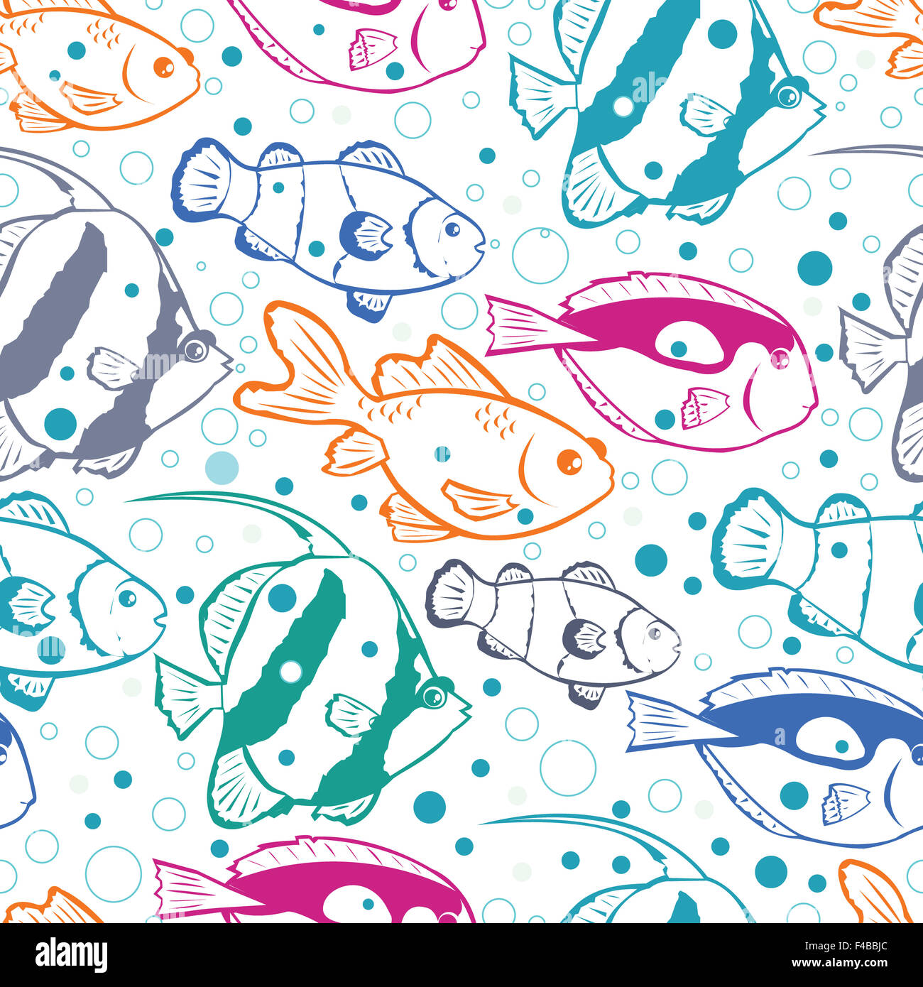 Colorful fish vector seamless pattern background Stock Photo - Alamy