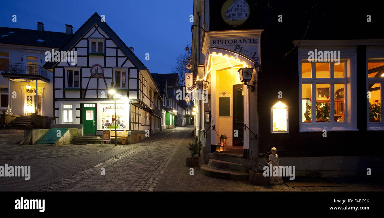 Old Town at twilight, Schwelm, Germany. Stock Photo