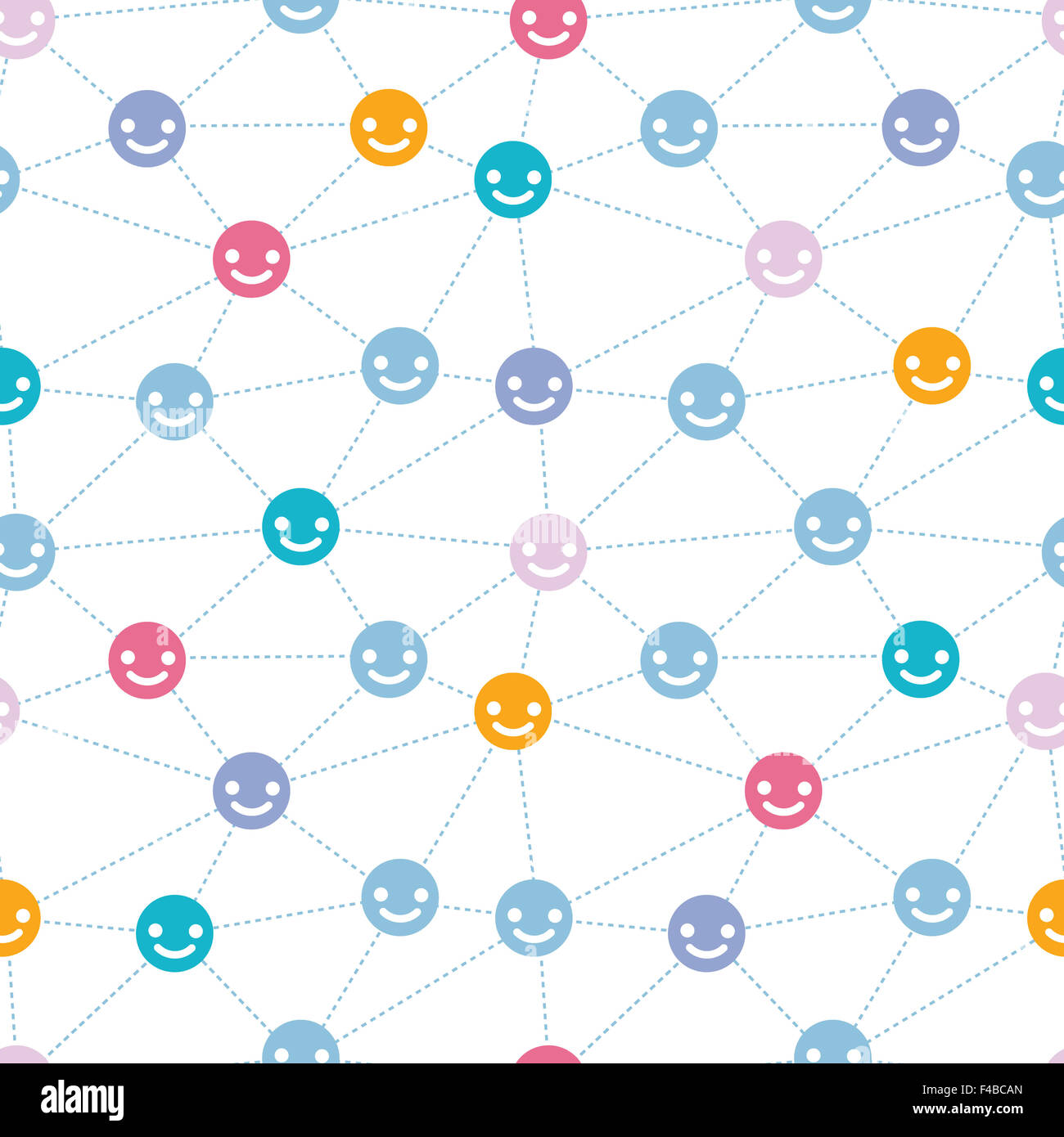 Network of happy faces seamless pattern background Stock Photo